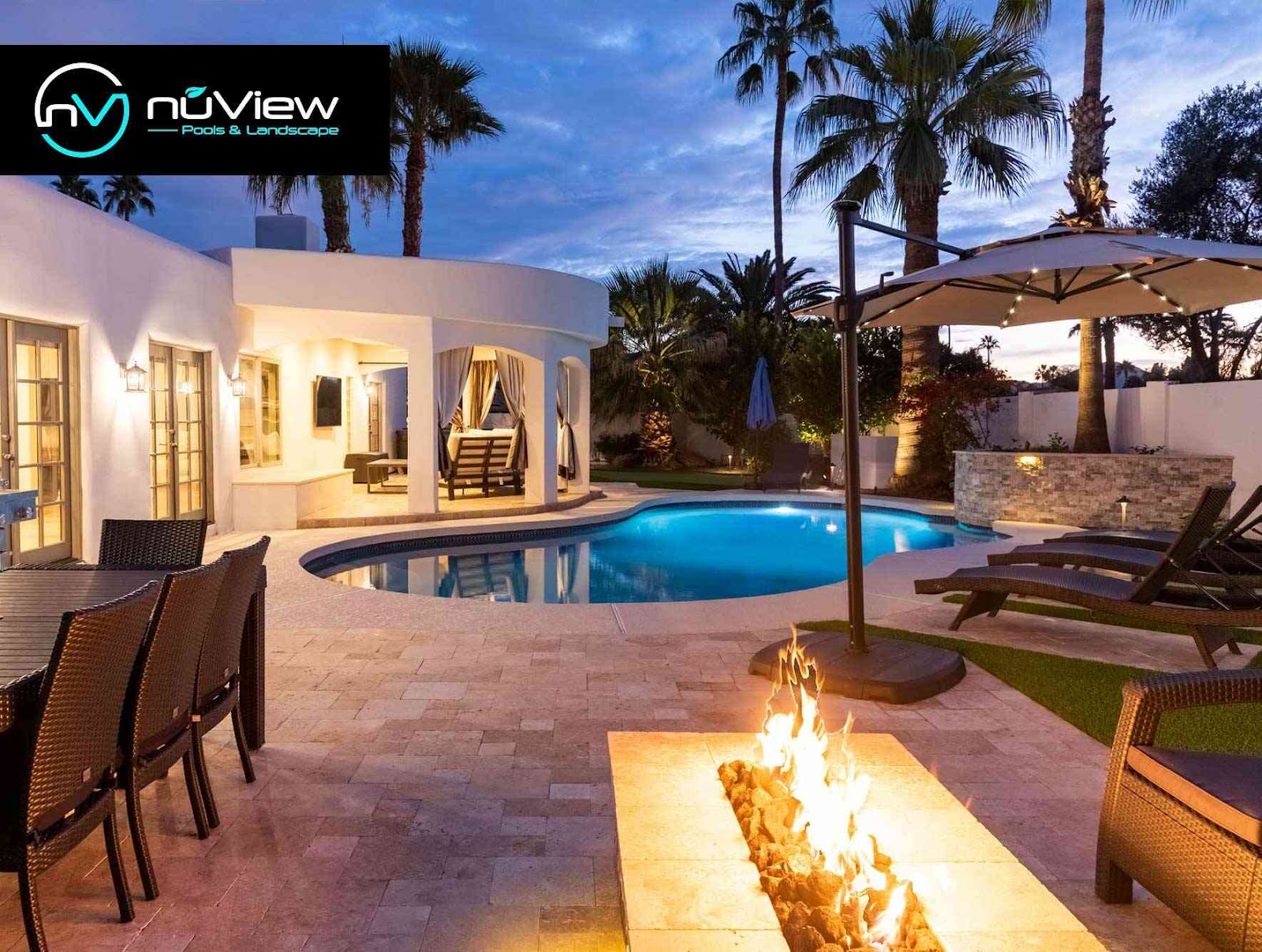 Pool Renovation with Updated Lighting & Water Features